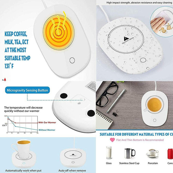 Electric Coffee Heating Mug Max 55 Degree Constant Temperature with Cup and Spoon in Gift box