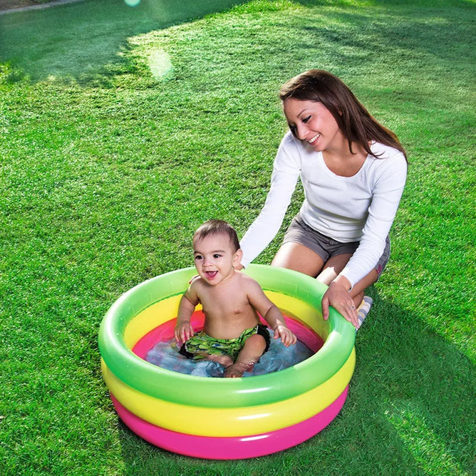 Bestway Colorful 3 Air Ring Inflatable Pool for Outdoor Kiddie Swimming Pool