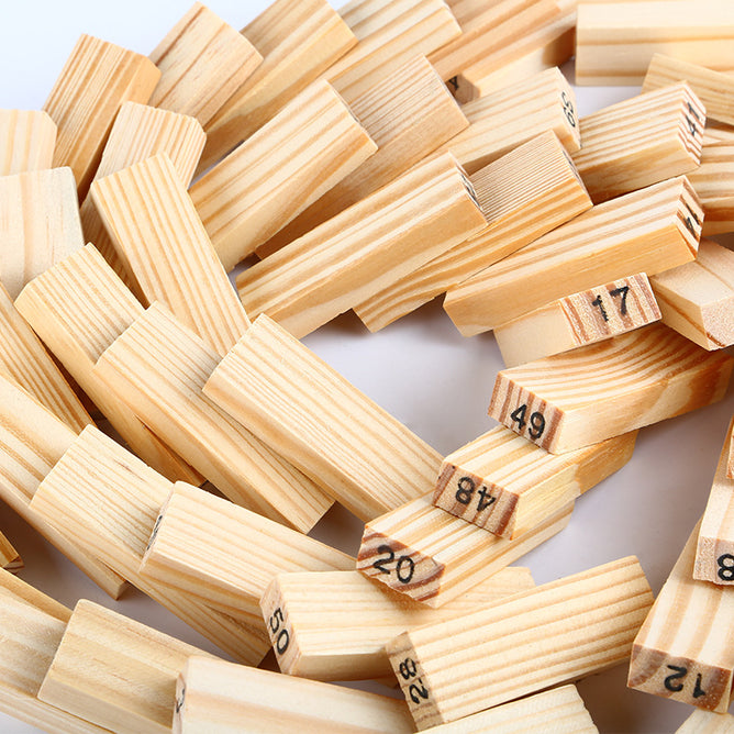 54 Pcs Kids 2 in1 Wiss Toy Raw Wood Layered Building Blocks Toys Craps Game Building Block Overlay Games Superimposed Wood Block