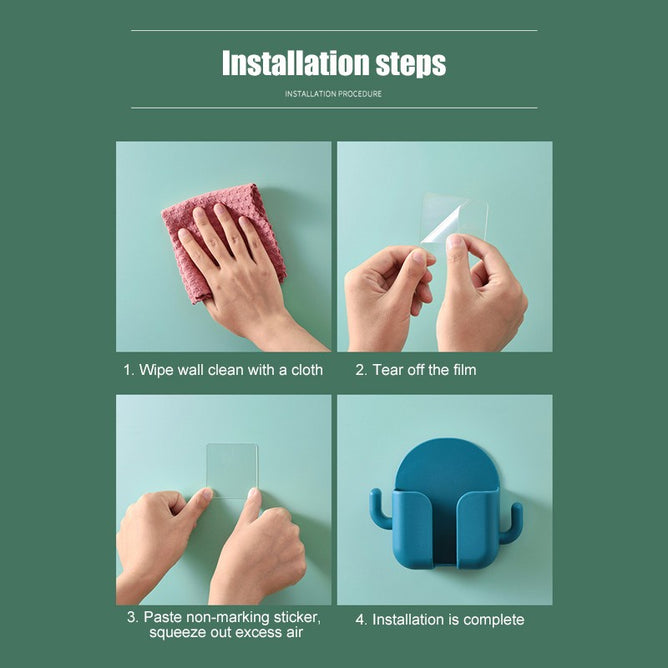 Multifunction Wall Mounted Remote Control Mobile Phone Plug Charging  Wall Holder