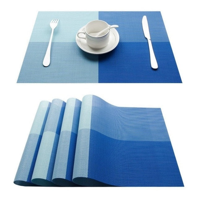 Woven Vinyl Placemat Heat Resistant Anti-Skid Washable PVC Placemats for Kitchen Table (Set of 4)