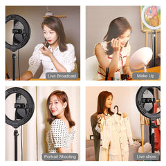 PULUZ PU459B 7.9 inch 20cm USB 3 Modes Dimmable Dual Color Temperature LED Curved Light Ring Vlogging Selfie Photography Video Lights with Phone Clamp