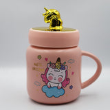 Ceramic Mug Cute Unicorn Design Coffee / Water Mug Cup with Lid