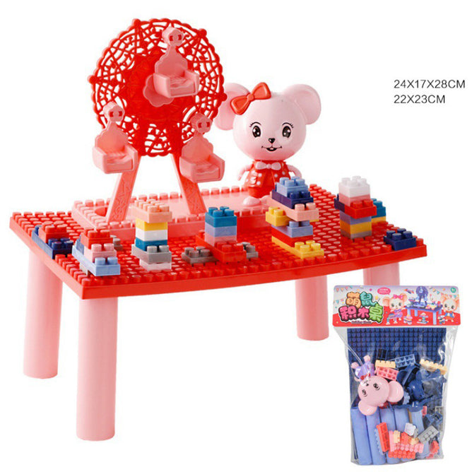 Pretend Toys Playset Blocks Assembled Puzzle Toys with mini Table for Kids