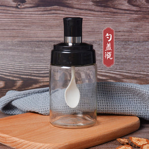 300ML Spice Bottle Salt Pepper Jar Seasoning Jar Moisture-Proof Lid Spoon Seasoning Container Kitchen