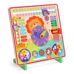 Early Learning Wooden Educational Calendar Clock Toy Date Weather Board Toy for Kids Children