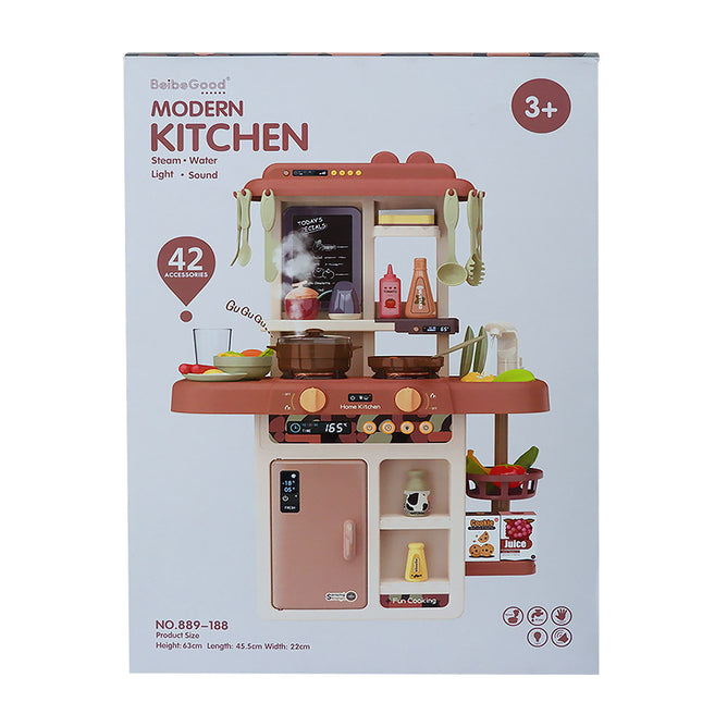 Kitchen Playset and Shopping Cart Pretend Play Kitchen Toys and Accessories Set w/ Sounds and Light