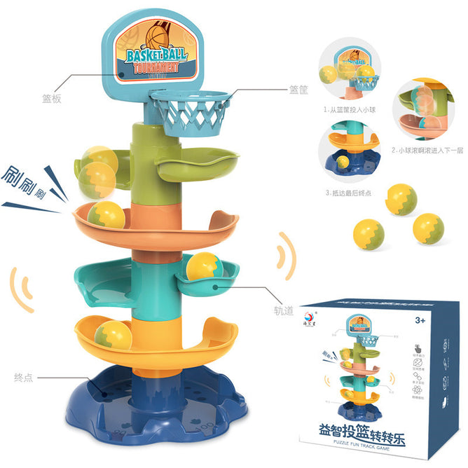 Early Educational Baby Toys 7 Layer Rolling Ball Track Slide Tower Young Children Baby