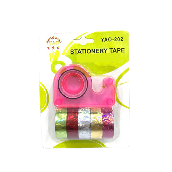 Stationery Tape 6 Rolls Random Color Arts Crafts Washi Tape with Dispenser