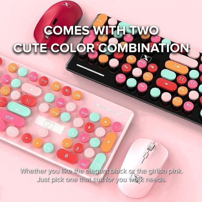 N620 Candy-Colored Wireless PBT Keycaps Keyboard and Mute Office Mouse for Desktop Computer PC Set