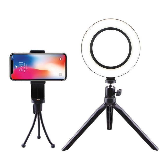 (RLL-003) 16CM 4-in-1 LED Ring Light with Desktop Tripod for Vlogging and Mini Studio