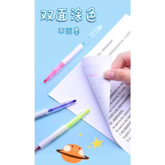 5 Pieces Double-headed Highlighter Fiber Pen Tip Set for Student School & Office Supply