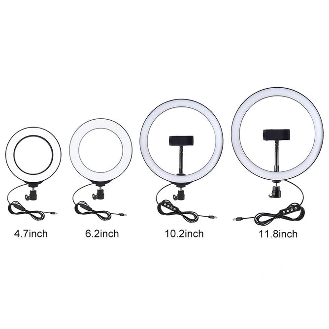 PULUZ PU392 Round Base Desktop Mount + 6.2 inch 3 Modes USB Dimmable LED Ring Light