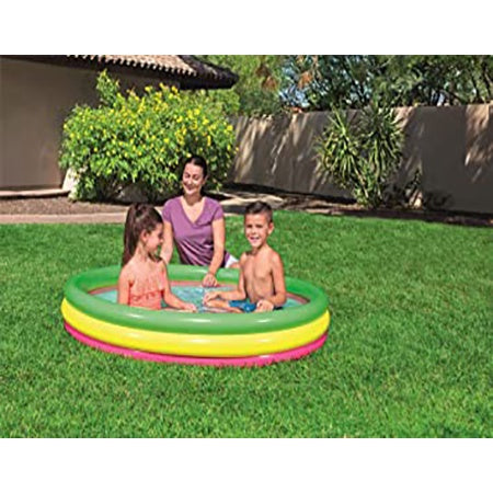Bestway Colorful 3 Air Ring Inflatable Pool for Outdoor Kiddie Swimming Pool