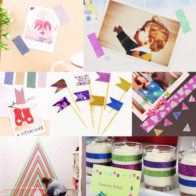 DIY 10 Rolls Random Color Glitter Plain Arts Crafts Washi Tape Stationery