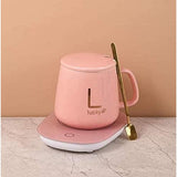 Electric Coffee Heating Mug Max 55 Degree Constant Temperature with Cup and Spoon in Gift box