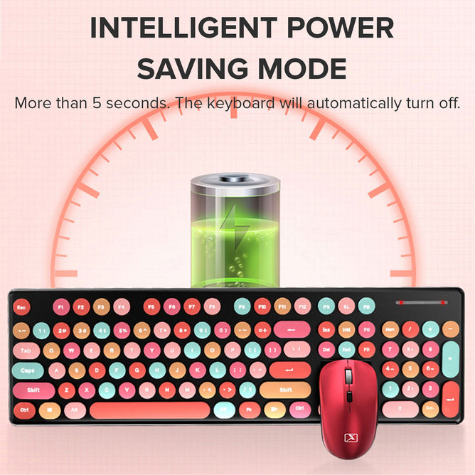 N620 Candy-Colored Wireless PBT Keycaps Keyboard and Mute Office Mouse for Desktop Computer PC Set