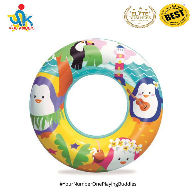 Bestway 20 Inches Inflatable Sea Creature Printed Design Floating Swim Ring for Children