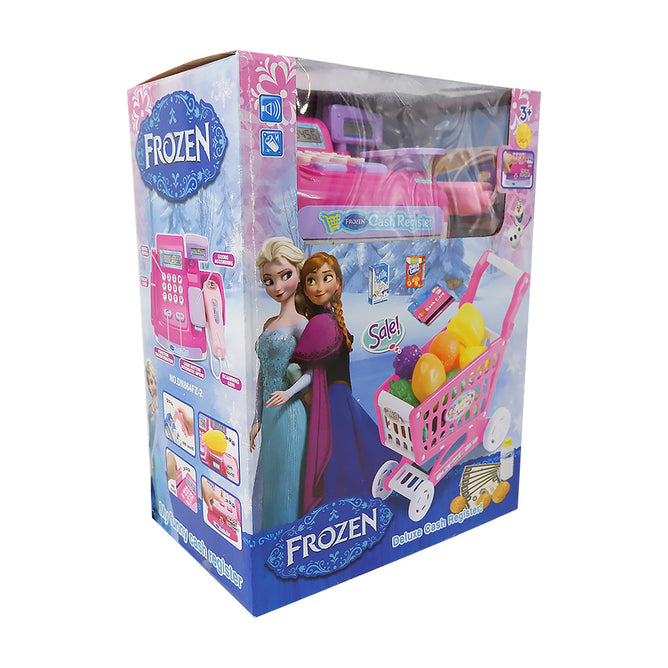 Pretend Play Frozen Cash Register Toy with Shopping Cart and Toys Accessories