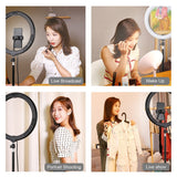 PULUZ PU457B 12 inch 30cm USB 3 Modes Dimmable Dual Color Temperature LED Curved Diffuse Light Ring Vlogging Selfie Photography Video Lights with Phone Clamp