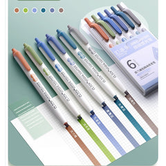 6Pcs Retractable Highlighter Fluorescent Markers for School & Office Supplies