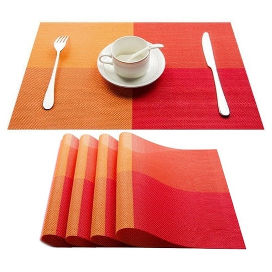 Woven Vinyl Placemat Heat Resistant Anti-Skid Washable PVC Placemats for Kitchen Table (Set of 4)