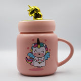 Ceramic Mug Cute Unicorn Design Coffee / Water Mug Cup with Lid