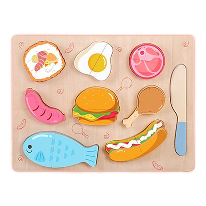 Pretend Play Wooden Cutting Food & Vegetables Puzzle Kitchen toys for Kids Educational Toys