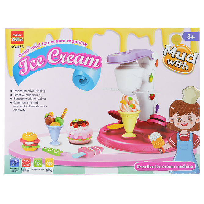 Clay Dough Ice Cream Maker and Cyclone Machine Play Set for Girl and Boy