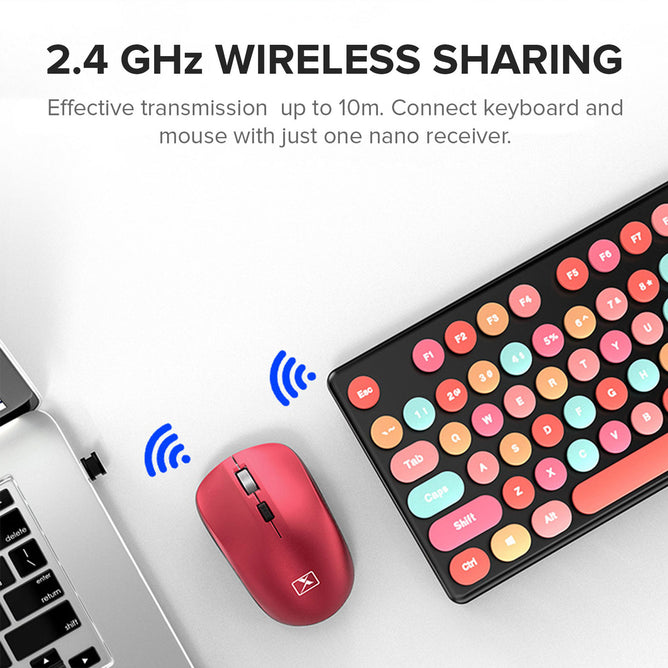 N620 Candy-Colored Wireless PBT Keycaps Keyboard and Mute Office Mouse for Desktop Computer PC Set