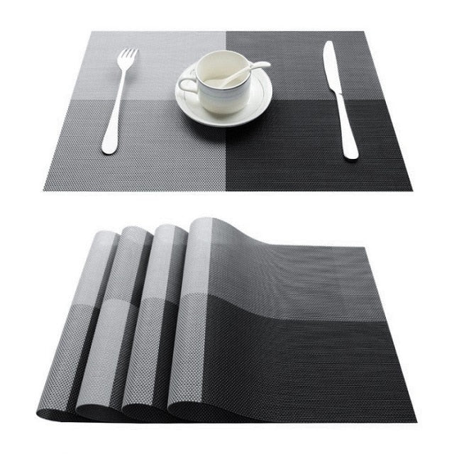 Woven Vinyl Placemat Heat Resistant Anti-Skid Washable PVC Placemats for Kitchen Table (Set of 4)