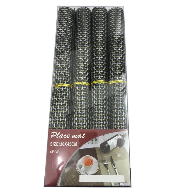 Woven Vinyl Placemat Heat Resistant Anti-Skid Washable PVC Placemats for Kitchen Table (Set of 4)