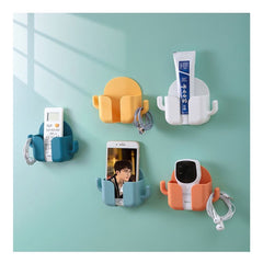 Multifunction Wall Mounted Remote Control Mobile Phone Plug Charging  Wall Holder