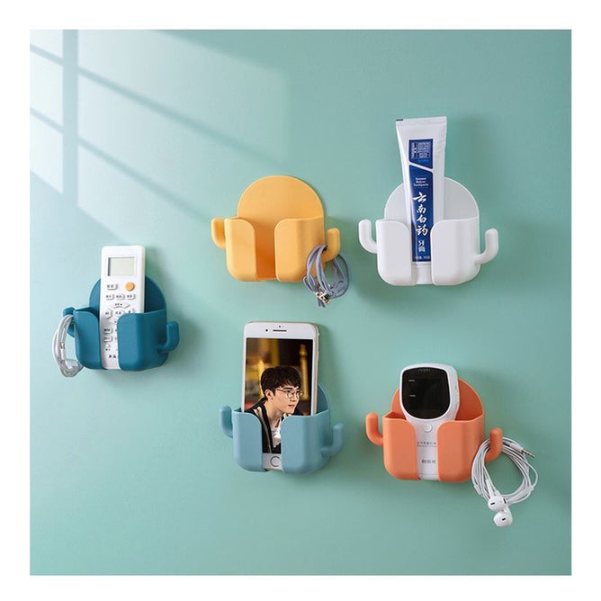 Multifunction Wall Mounted Remote Control Mobile Phone Plug Charging  Wall Holder