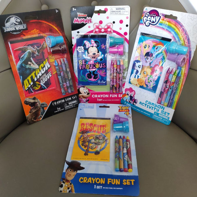 Crayon Fun Set Self inking Stamp Kids Goodie Bag Children