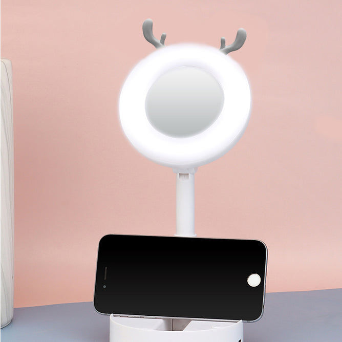 Fold Away Led Makeup Mirror Folding USB Powered Light Vanity Mirror Portable Tabletop Lamp