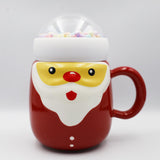 Ceramic Mug Cute Santa Claus Christmas Design Coffee / Water Mug Cup with Lid