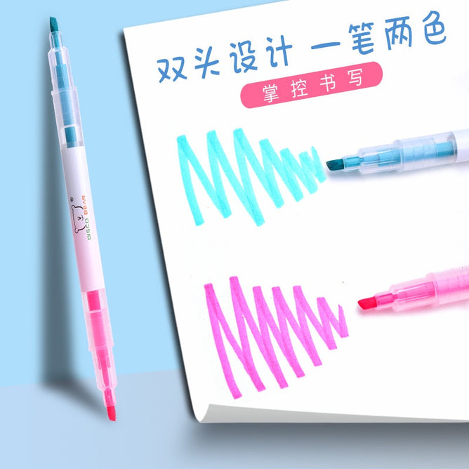 5 Pieces Double-headed Highlighter Fiber Pen Tip Set for Student School & Office Supply