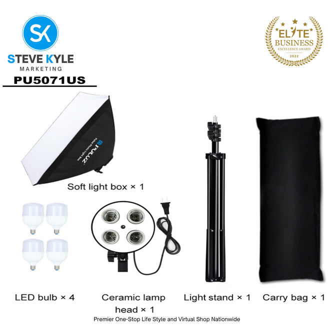 PULUZ Softbox Lighting Kit 50x70cm Professional Photo Studio Photography Light Equipment with E27 Socket Bulb Photography Lighting Kit