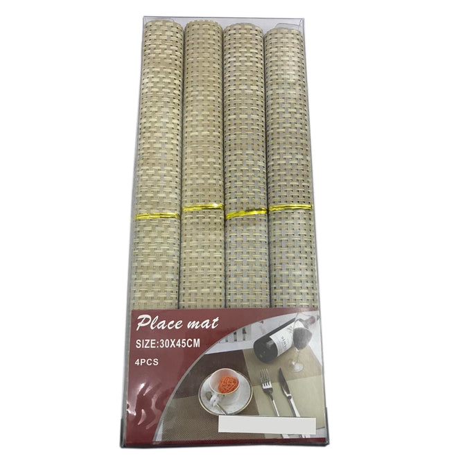 Woven Vinyl Placemat Heat Resistant Anti-Skid Washable PVC Placemats for Kitchen Table (Set of 4)