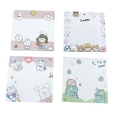 4 Pieces Creative Cartoon Character Note Pad Cute Sticky Note Memo Pad Office School Stationery