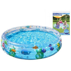 Bestway 51004 Sea Creatures-Printed Inflatable 3 Rings Pool for Outdoor Kiddie Swimming Pool
