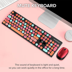 N620 Candy-Colored Wireless PBT Keycaps Keyboard and Mute Office Mouse for Desktop Computer PC Set