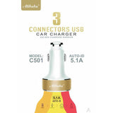 Alibaba Ali-C501 5.1A 3Usb Universal Car Charger Adaptor for Mobile Phone