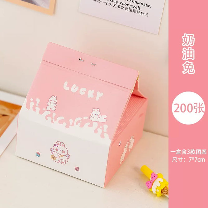 Creative Removable Cute Milk Carton Box Sticky Note Set for Home Office & School