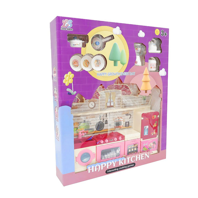 Mini Kitchen Toys and Accessories Playset for Kids with Lights and Sounds