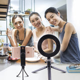 (RLL-003) 16CM 4-in-1 LED Ring Light with Desktop Tripod for Vlogging and Mini Studio