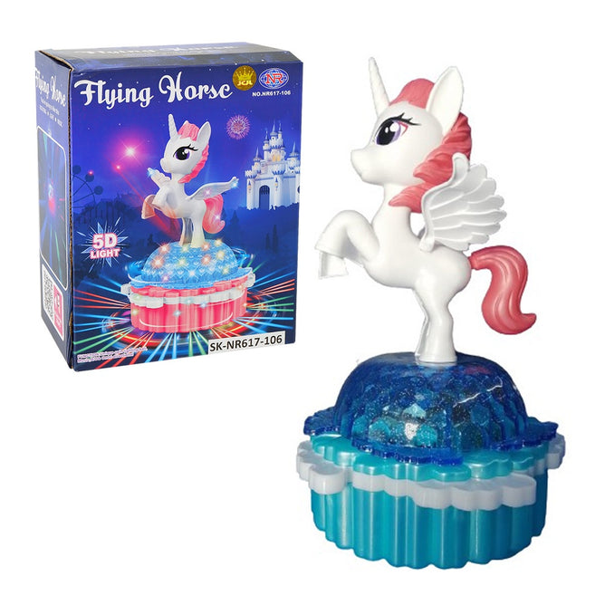 Battery Operated  Light and Sound Bump and Go Flying Horse Toys for Kids