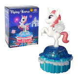 Battery Operated  Light and Sound Bump and Go Flying Horse Toys for Kids