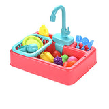 Realistic Kitchen Sink Play Set with Running Water with 20 Pieces Role Play Dishwasher Toys for Boys and Girls